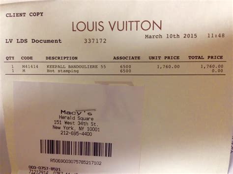 louis vuitton receipt 2022